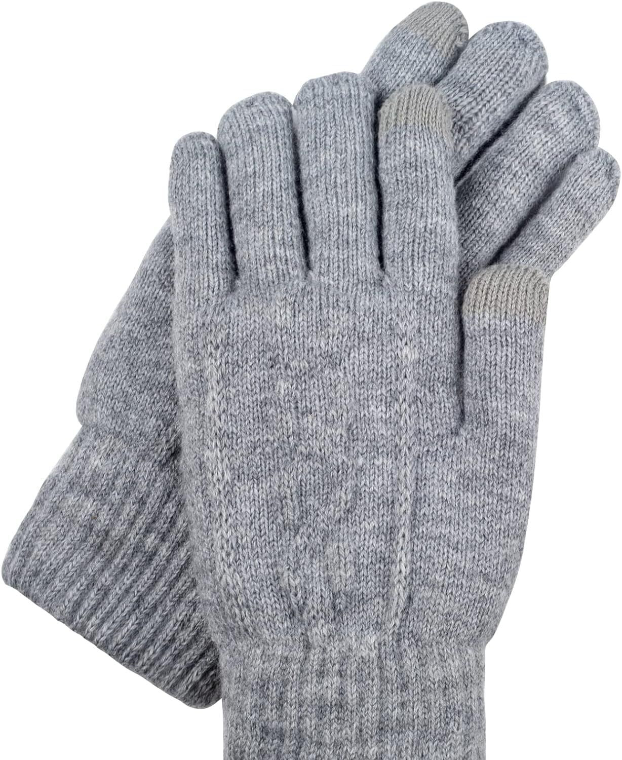 Women'S Winter Warm Touch Screen Gloves Womens Thermal Cable Knit Wool Fleece Li