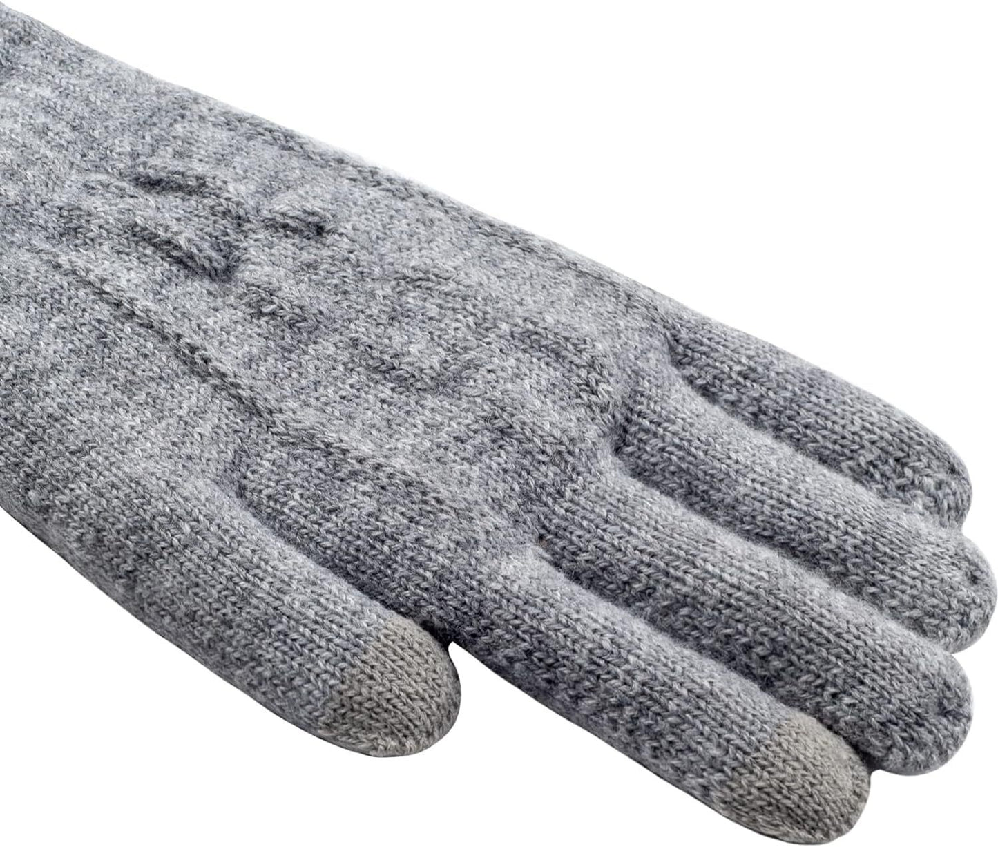 Women'S Winter Warm Touch Screen Gloves Womens Thermal Cable Knit Wool Fleece Li